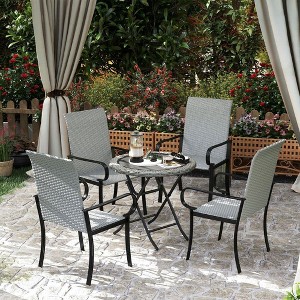 Resenkos Set of 4 All-Weather Patio Chairs with High Back and Deep Seat, - 1 of 4