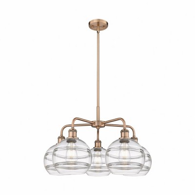 Rochester - 5 Light Stem Hung Chandelier In Industrial Style-15.38 Inches Tall and 26 Inches Wide