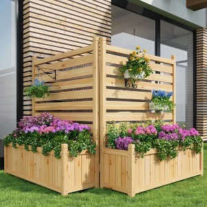 coucheta Air Conditioner Fence, Outdoor Wood Privacy Screens for Outside with Planter Box, No Dig Trash Can AC Fence Pool Equipment Enclosure Panels - 1 of 4