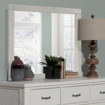 Contemporary White Wood Kids' Dresser Mirror 42"