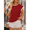 Women's Round Neck Short Sleeve Front Pocket Casual Summer Top Blouses - 3 of 4