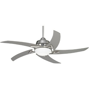 52" Casa Vieja Modern Indoor Ceiling Fan with LED Light Remote Control Brushed Nickel Silver White Opal Glass for Living Kitchen Bedroom Dining Room - 1 of 4