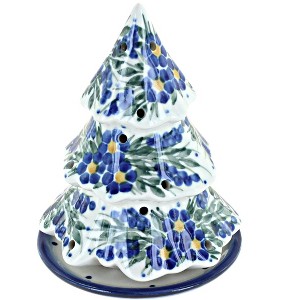 Blue Rose Polish Pottery 44A WR Unikat Christmas Tree Luminary - 1 of 2