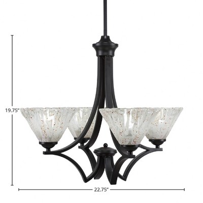 Toltec Lighting Zilo 4 - Light Chandelier in  Matte Black with 7" Italian Ice Shade