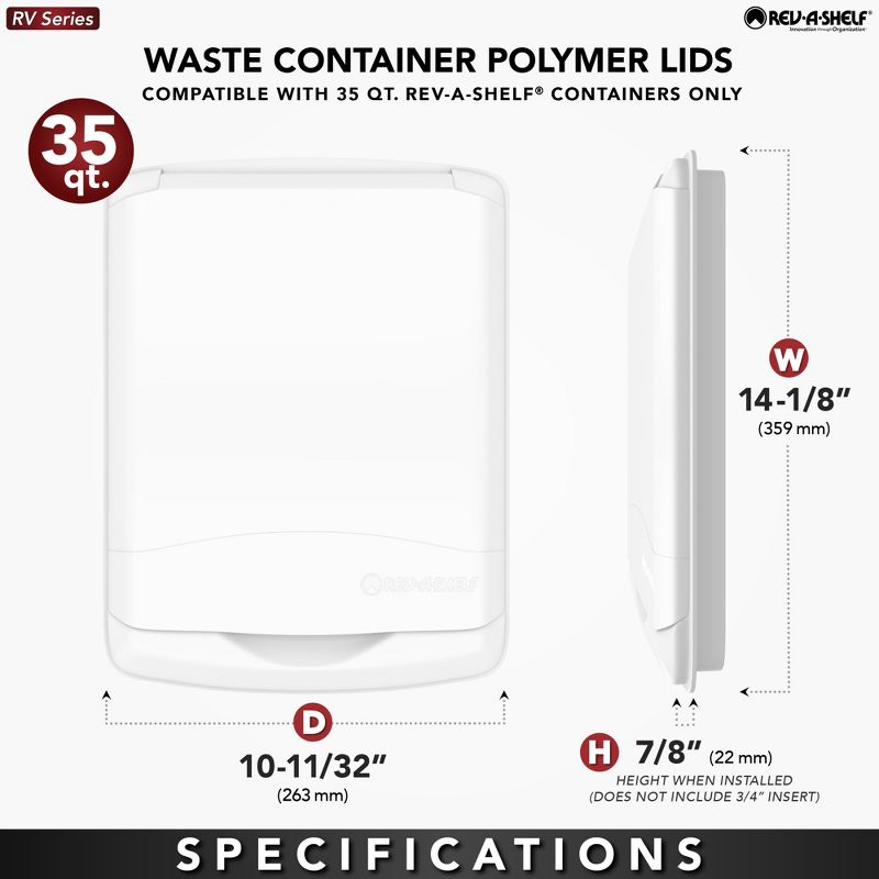 Rev-A-Shelf RV-35-LID-1 35 Quart Waste Container Trash Recycling Lid, 5 of 7