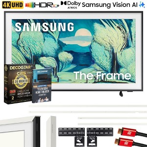 Samsung 50" The Frame QLED 4K AI Smart TV (2025) with White Bezel + Protection Bundle - 1 of 4