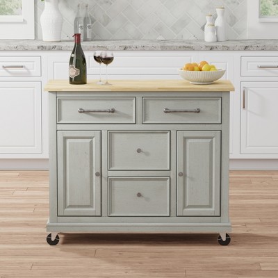 Glenwillow Home Kitchen Cart with Locking Casters - No-Tool Assembly