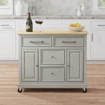 Glenwillow Home Kitchen Cart with Locking Casters - No-Tool Assembly