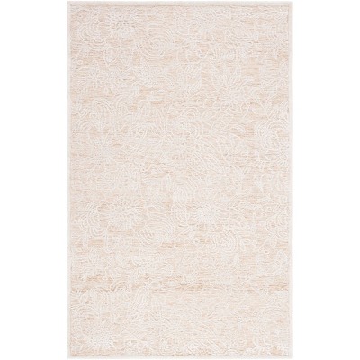 Elegant Gold and Ivory Hand-Tufted Wool Rectangular Rug - 59"x7"
