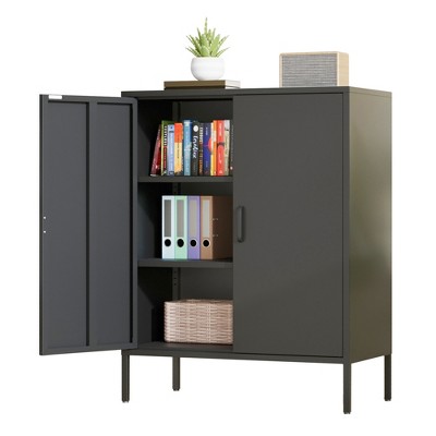 Rbied 31.5 in. W x 15.8 in. D x 40 in. H Metal File Cabinet Storage Cabinet with Adjustable Shelves for Homes, Offices and Coffee Bars