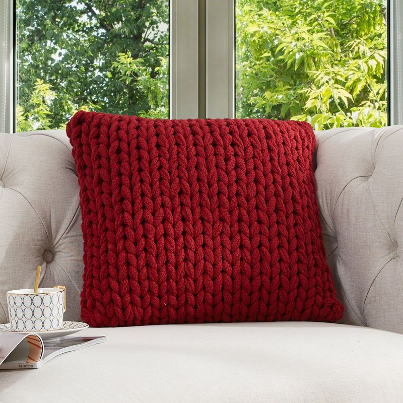 Cheer Collection Chunky Cable Knit Throw Pillow, 18" x 18", 1 of 13