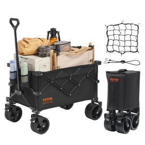 VEVOR Collapsible Folding Wagon:220L All-terrain Cart 330 lbs Capacity,Drink Holders,And Heavy-duty Design Perfect For Camping Shopping And Gardening - 1 of 4