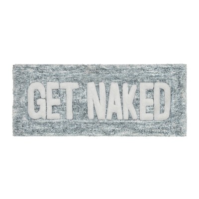 Teal Polyester Get Naked Typography Bath Rug, 24" x 60"