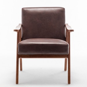 Maliang Modern Upholstered Chair, Solid Wood Frame, Thick Backrest - 1 of 4