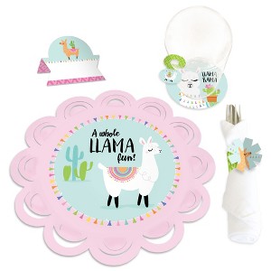 Big Dot of Happiness Whole Llama Fun - Llama Fiesta Baby Shower or Birthday Party Paper Charger & Table Decorations Chargerific Kit for 8 - 1 of 4