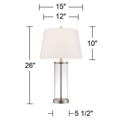 26.25" Clear Glass Cylinder Table Lamp with White Drum Shade