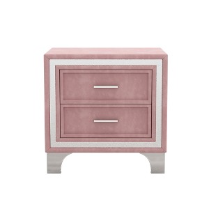 NicBex 15.9 inch Wide Nightstand with 2 Drawers,Mid Century Side Table with Metal Legs,Bedside Table for Bedroom,Living Room,Pink/Gray/Beige - 1 of 4