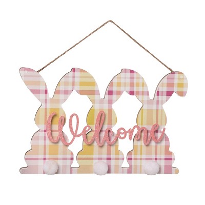 Transpac Wood 11.81" Multicolor Easter Bunny Shaped Wall Decor