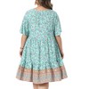 Women's Plus Size Boho Floral Tie Crew Neck Short Sleeve Flowy Beach Summer Midi A Line Sun Dresses - Agnes Orinda - 4 of 4