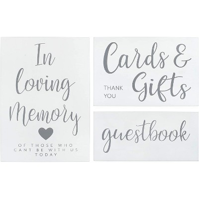 Darware Wooden Wedding Reception Signs, 3pc Set; for Guests, Gifts, and Memorial