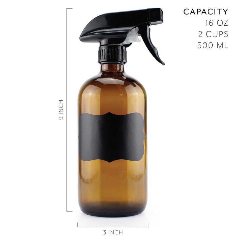Cornucopia Brands 16oz Amber Glass Spray Bottles, 2pk; 3-Setting Sprayer Tops, 3 of 9