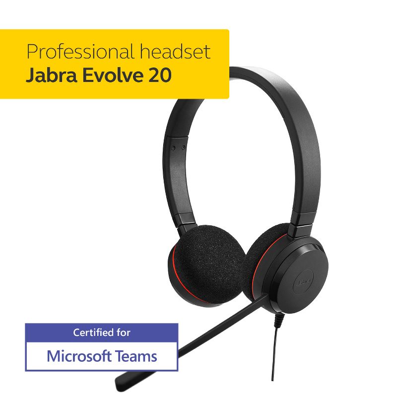 Jabra Evolve 20 MS Stereo Wired Headset / Music Headphones 4999-823-109, 2 of 7