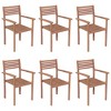 vidaXL Stackable Chair Set of 6 Teak Solid Teak Wood Medium Stackable - 3 of 4