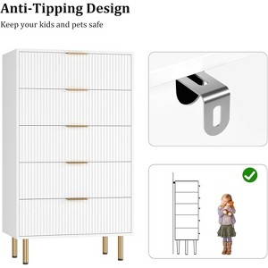 Wave Design 5-Drawer Cabinet, Black, Unique Wave Style, Modern Clothes Storage for Bedroom - 1 of 4