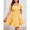 Women's Plus Size Square Neck Printing Smocked Dress Ruffled Cap Sleeves Dress A Line Maxi Formal Dress - 2 of 4