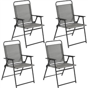 Yaheetech Set of 4 Outdoor Foldable Dining Chairs with Backrest and Armrests - 1 of 4