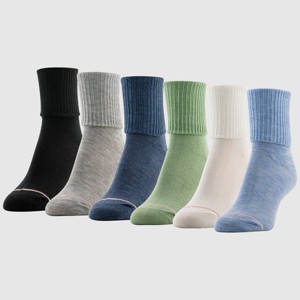 Goldtoe Signature Collection Women's 6pk Modern Essentials Classic Turn Cuff Crew Socks - Chambray/White/Sage/Denim/Grey Heather/Black 4-10 - 1 of 2