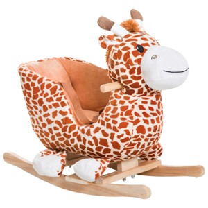 INFURNIC Baby Walkers Kids Plush Rocking Horse Giraffe with Sound and Security Belt, Brown, 23.5"*12.5"*19.8" - 1 of 4