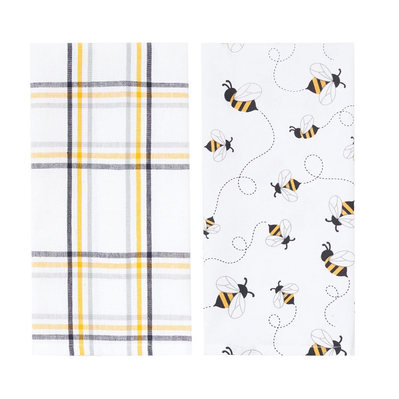 C&F Home Honey Bee Plaid Kitchen Towel, Set of 2, 1 of 3