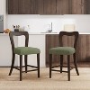 Christopher Knight Home Set of 2 Alice Rubberwood Upholstered with Curved Open Back Counter Height Barstools Green/Dark Brown - 2 of 4