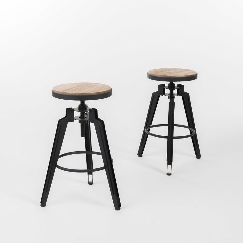 Set of 2 Isla Swivel Barstool Antique Wood - Christopher Knight Home, 1 of 6