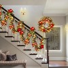 Christmas Wreath and Garland Set, Red Golden Lighted Christmas Wreath with Lights and  Christmas Garland Set for Front Door Outside Decorations - 4 of 4