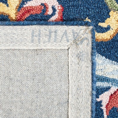 Hand-Tufted Navy and Ivory Wool Square Area Rug
