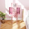 Costway Jewelry Cabinet Storage Chest Standing Organizer Mirror White Black - 4 of 4