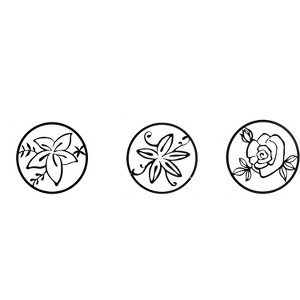 Cinq 3 Piece Set Wall Decor, Floral Hollow Out Abstract Design, Black Round Metal Frame - 1 of 4