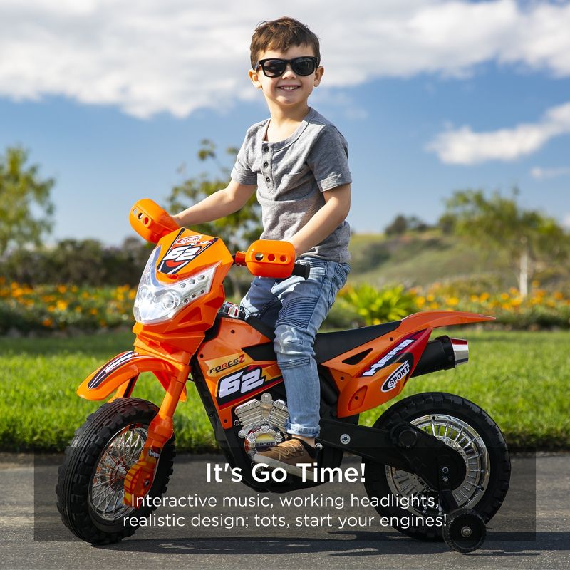 Best Choice Products 6V Kids Electric Battery Powered Ride On Motorcycle w/ Training Wheels, Lights, Music, 3 of 9