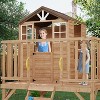 Kids Outdoor Playhouse with Climbing Wall,2 Story Wooden Playhouse with Sandbox - 4 of 4