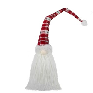 Northlight Plaid Hat Santa Claus Gnome Christmas Decoration - 29.5" - Red and White - 1 of 4