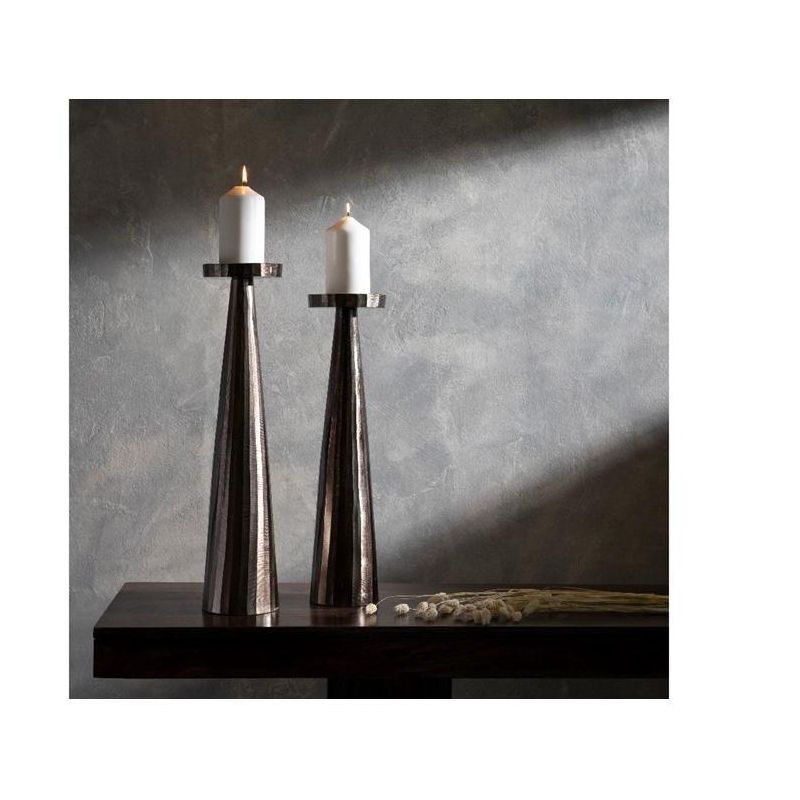 Mark & Day Valpovo 22"H x 5"W x 5"D, 20"H x 5"W x 5"D Modern Metallic Silver Candle Holder Set, 2 of 7