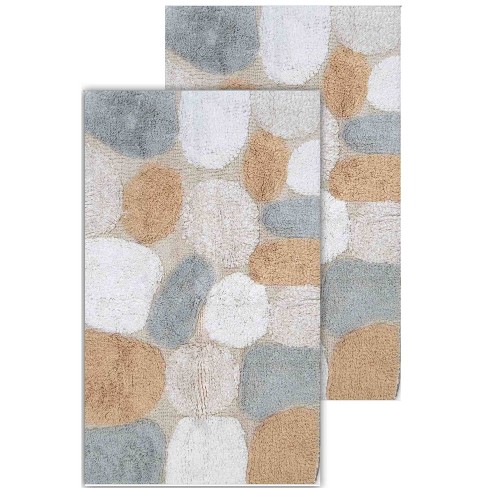 2pc Davenport Geometric Bath Rug Set Tan - Chesapeake