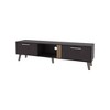 Chic Crate - 60" Modern Media Console w/ 2 Door Cabinets & Open Shelf - TV Stand with Solid Oak Finish - Smoked Walnut - 3 of 4