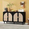 GDFStudio Barrie Modern 59" Rattan and Wood Rectangle Storage Cabinet with 4 Doors - 2 of 4