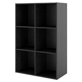miBasics 35" Silkpath Modern 6 Cube Stackable and Modular Bookcase Black