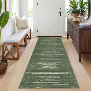Washable Modern Stripe  Rug Non Slip Low Pile Rug Soft Throw Floor Cover Foldable Indoor Carpet for Living Room Bedroom - 1 of 4