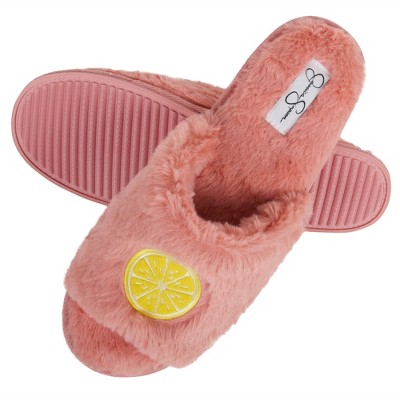 Jessica Simpson Womens Fuzzy Open Toe Slide Slipper