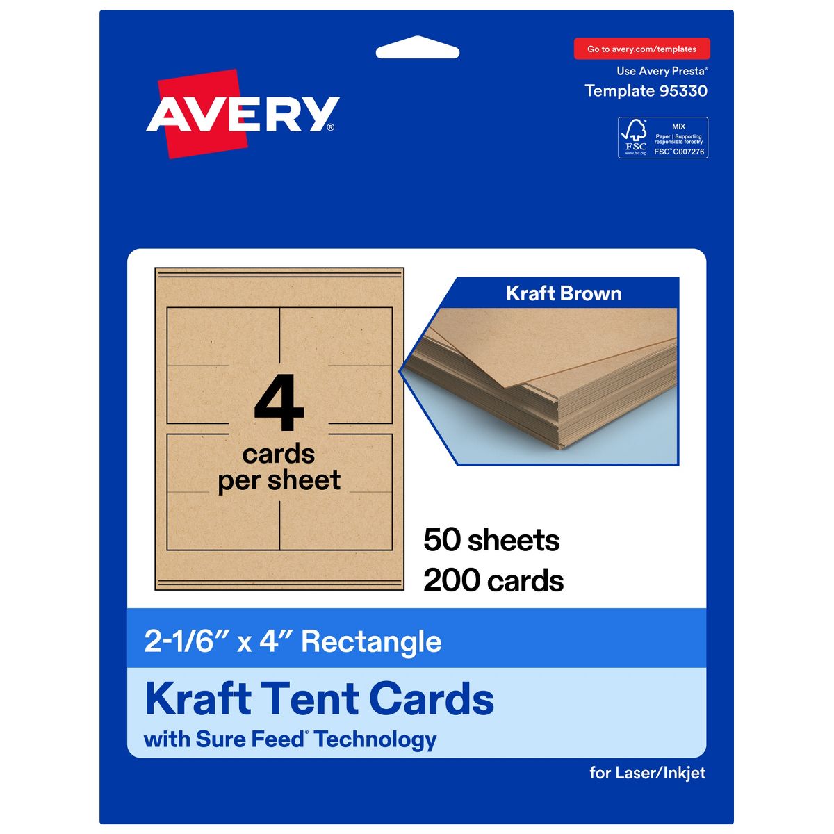 Avery Kraft Brown Tent Cards, 2-1/6" x 4" Rectangle - thumbnail 10